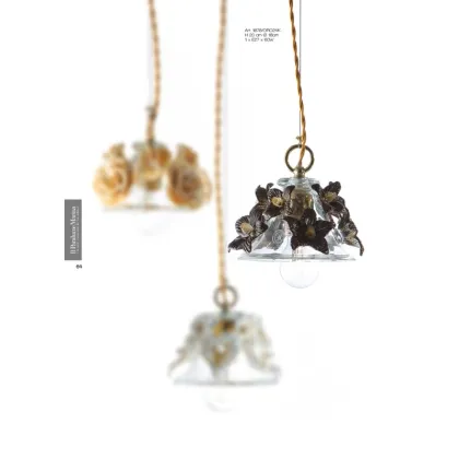 Zdjęcie Wyjątkowa lampa sufitowa w szkle z czarno-złotymi kwiatami ze szkła Murano - Il Paralume Marina