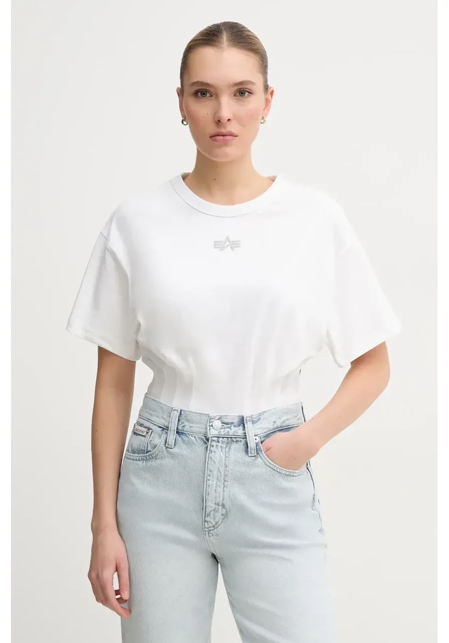 obrazek 1 Alpha Industries t-shirt bawełniany Waisted damski kolor biały 148070