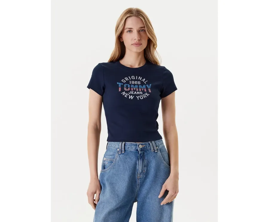 obrazek 1 Tommy Jeans T-Shirt DW0DW21421 Granatowy Slim Fit