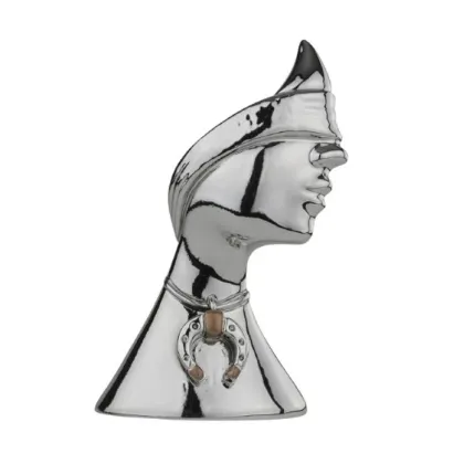 Picture A stylish amulet in the shape of a woman's head with a horseshoe pendant