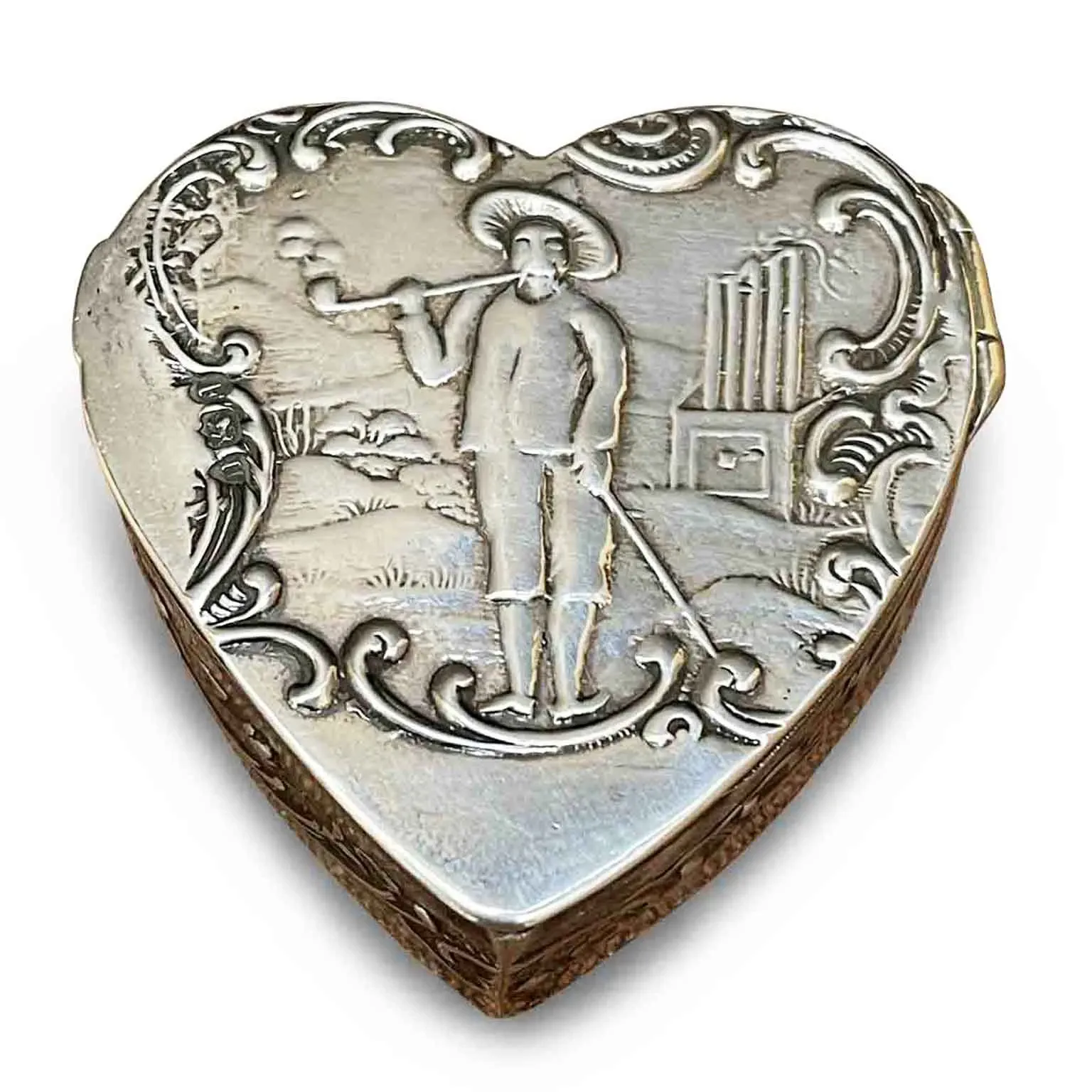 Srebrne pudełko w kształcie serca - XIX wiek