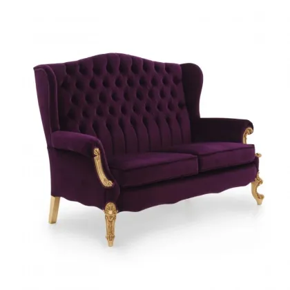 Zdjęcie Fioletowa elegancka sofa 2-osobowa w stylu klasycznym - Sevensedie