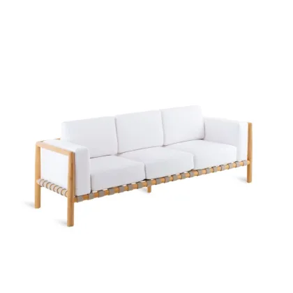 Zdjęcie Ekskluzywna trzyosobowa sofa z drewna tekowego do ogrodu i na taras