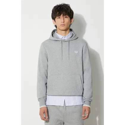 Zdjęcie Fred Perry bluza bawełniana męska kolor szary z kapturem melanżowa M2643.R49