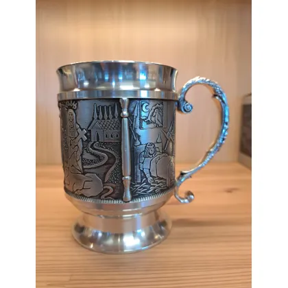 Zdjęcie Piękny stylowy kufel św. Brygidy z pewteru