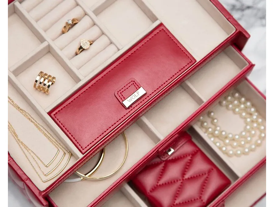 obrazek 6 Stylowy pojemnik na biżuterię z przegródkami Caroline Medium Red