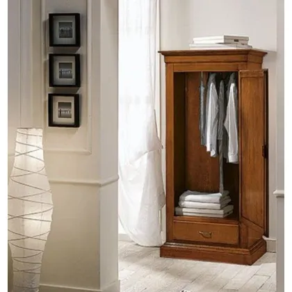 Zdjęcie Klasyczna szafa z 1 drzwiami i 1 szufladą, w komplecie z drążkiem na ubrania - Zanini