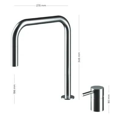 Zdjęcie Najwyższej jakości bateria dwuotworowa z wyciąganą wylewką ze stali nierdzewnej