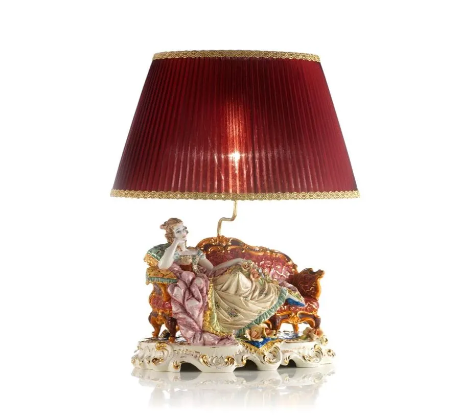picture 1 Baroque lamp - a lady figurine on a sofa made of ceramics - Ceramiche ML