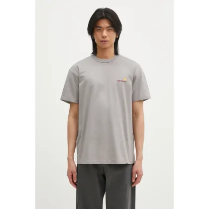 Zdjęcie Carhartt WIP t-shirt bawełniany American Script męski kolor szary z aplikacją I029956.2LRXX