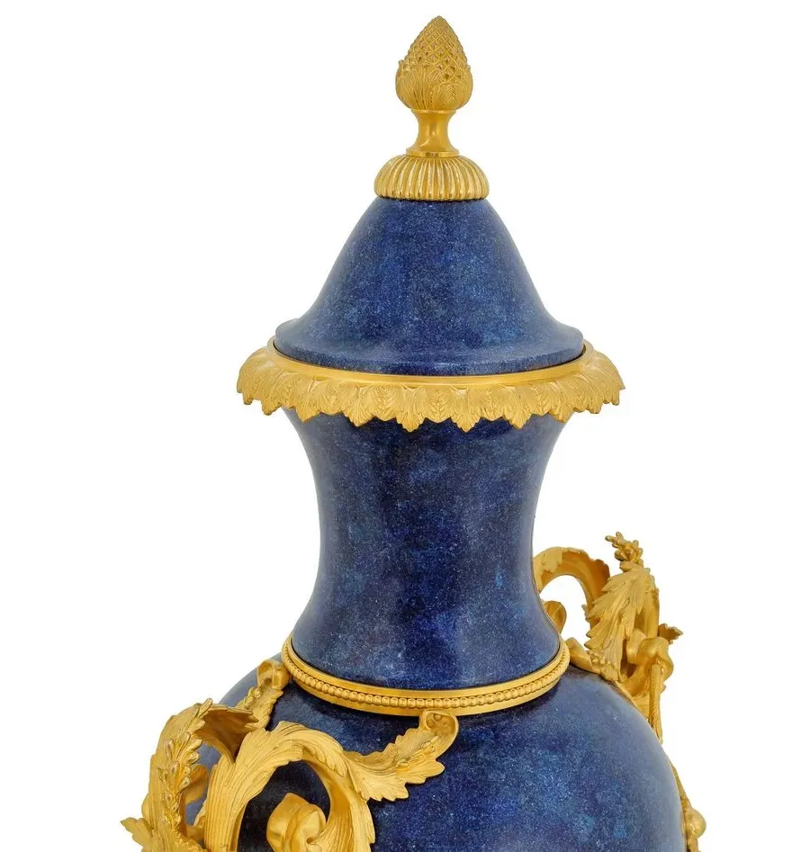 obrazek 3 Elegancki wazon z pozłacanego mosiądzu i kamienia lapis lazuli