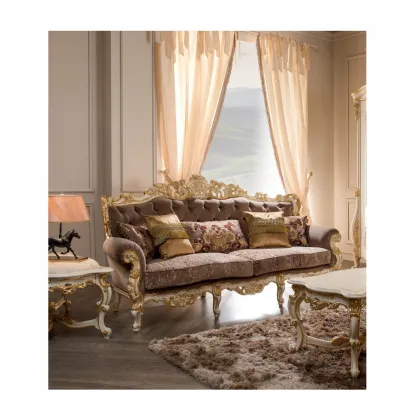 Zdjęcie Piękna tapicerowana tkaniną lub skórą 3-osobowa sofa