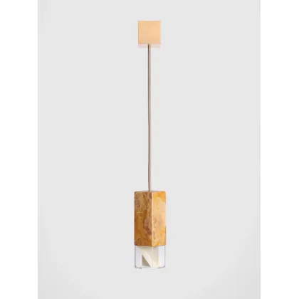 Zdjęcie Niezwykła lampa wisząca z marmuru, kryształu, porcelany i mosiądzu