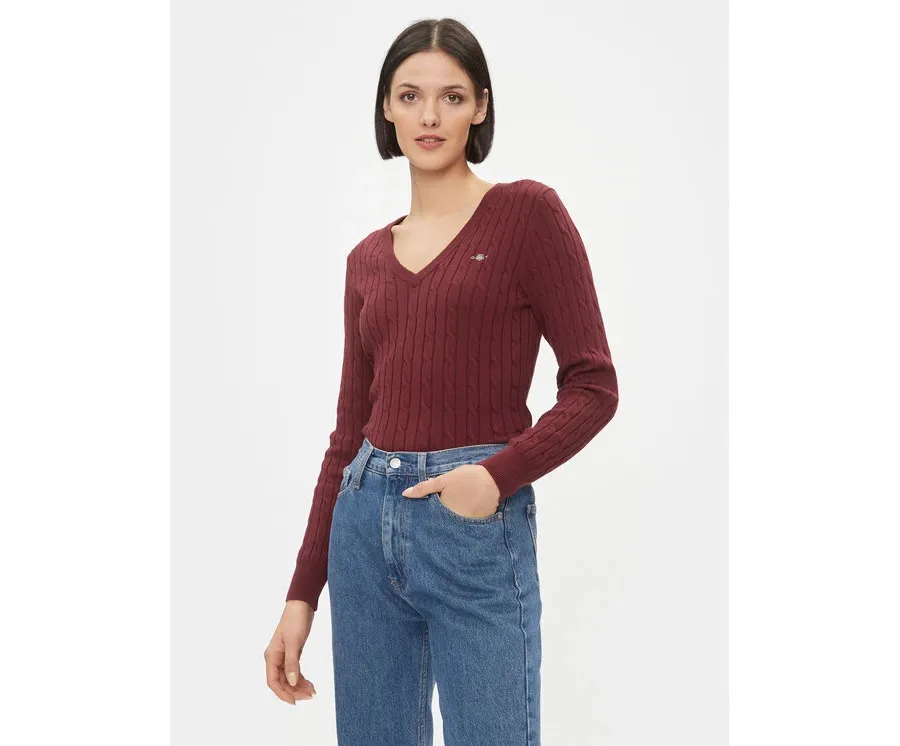 obrazek 1 Gant Sweter 4800101 Bordowy Slim Fit