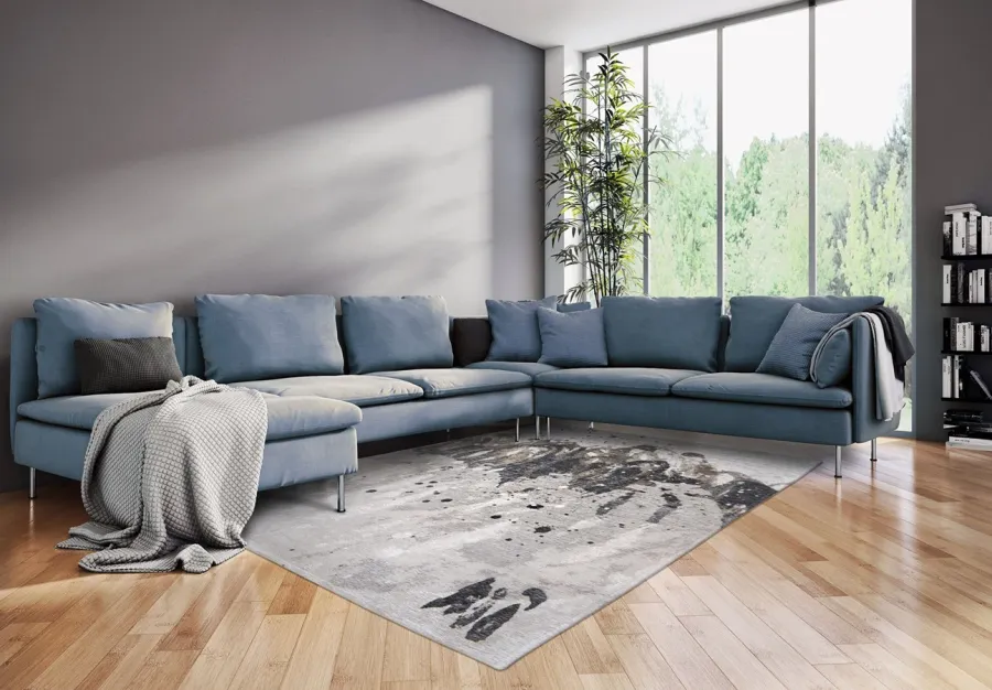 obrazek 5 Prestiżowy szaro biały dywan nowoczesny - GREY WAVES 8640