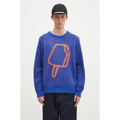 Zdjęcie ICECREAM sweter z domieszką wełny Popsicle Crewneck męska kolor niebieski IC24436
