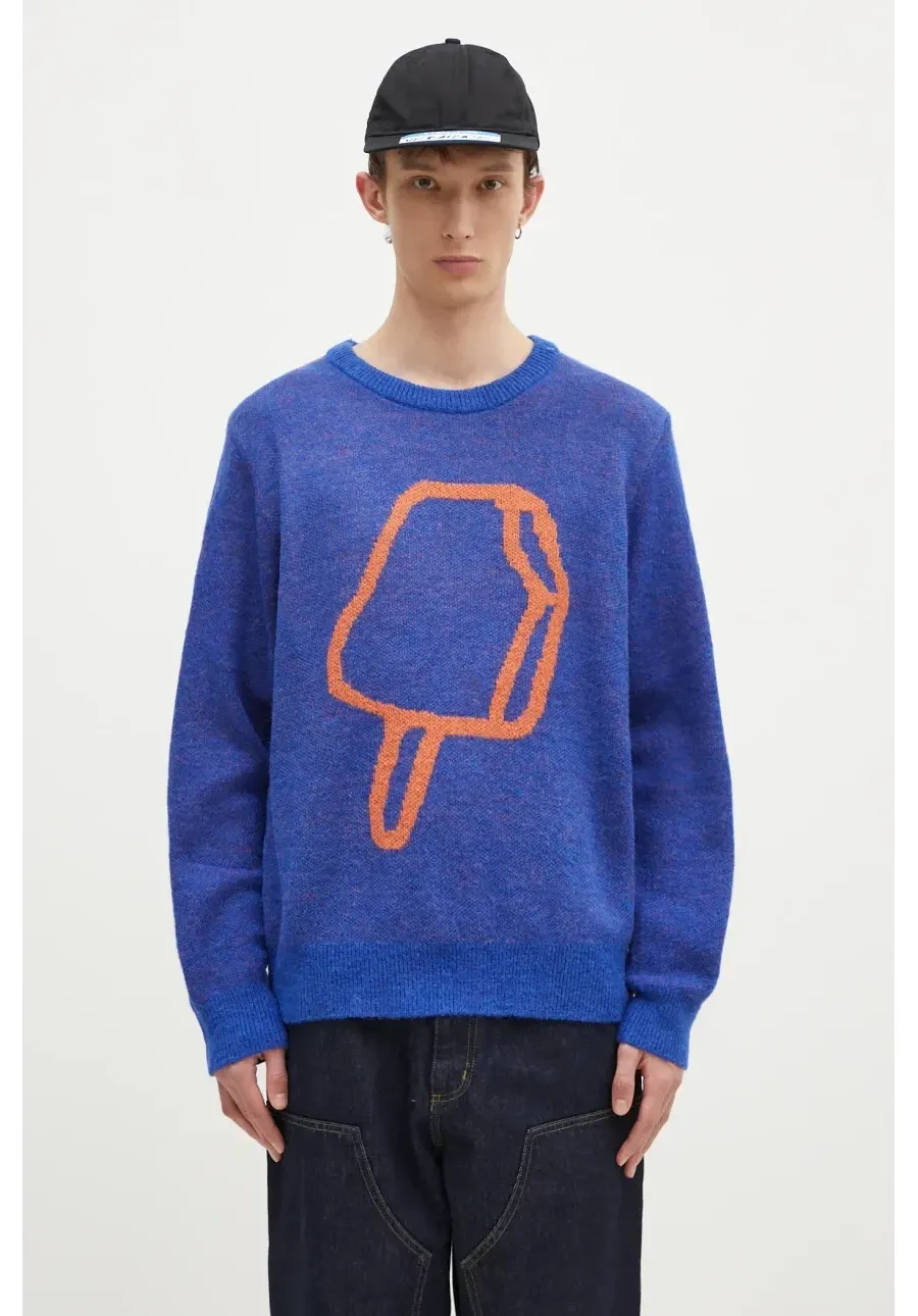 obrazek 1 ICECREAM sweter z domieszką wełny Popsicle Crewneck męska kolor niebieski  IC24436