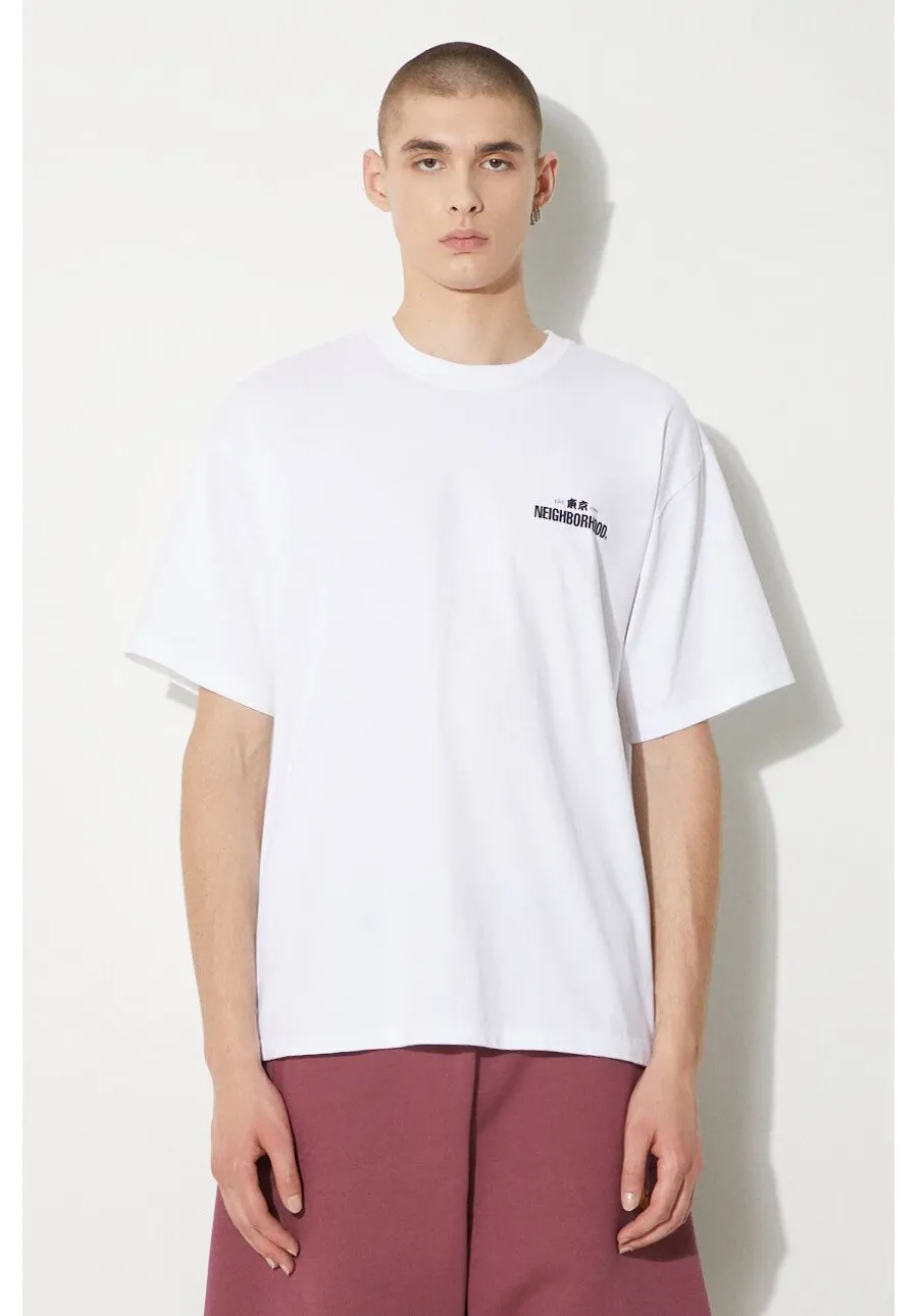 obrazek 1 NEIGHBORHOOD t-shirt bawełniany NH . Tee męski kolor biały z nadrukiem 241PCNH.ST04