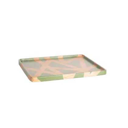 Picture Rectangular large tray made of natural teak wood