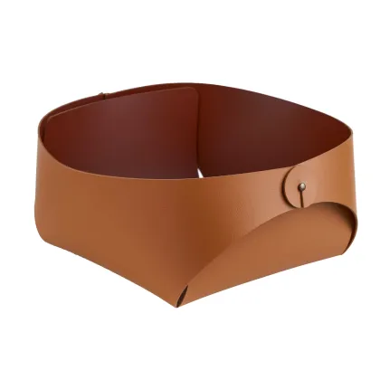 Picture Stylish Flora basket made of golden brown leather