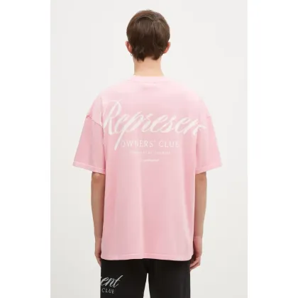 Zdjęcie Represent t-shirt bawełniany Represent Owners Club Script męski kolor różowy z nadrukiem OCM41201.518