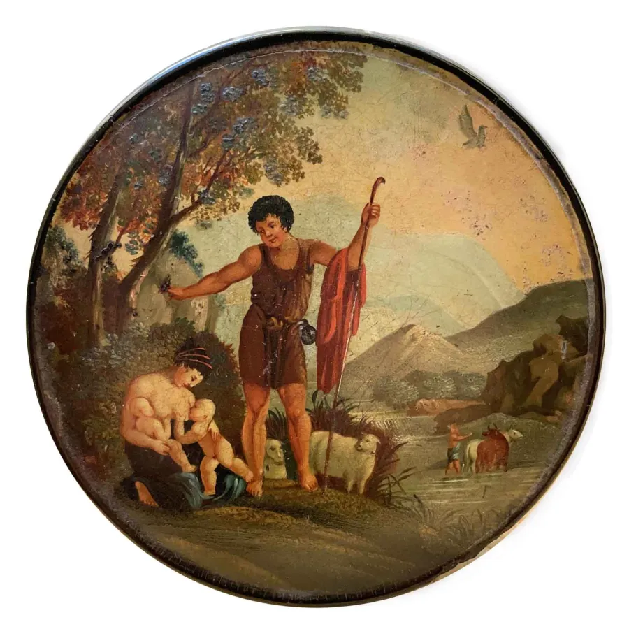 obrazek 1 Stylowa tabakierka papier-mâché z XIX wieku