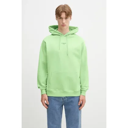 Zdjęcie Drôle de Monsieur bluza bawełniana Le Hoodie Slogan Classique męska kolor zielony z kapturem z nadrukiem G-HO161-CO127-LGN