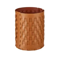 Zdjęcie Skórzany kosz Bottega Ø20xH25 cm w stylowym kolorze karmelowego brązu