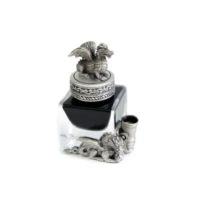 Zdjęcie Figurka smoka ze stojakiem - niepowtarzalny kałamarz do gabinetu!