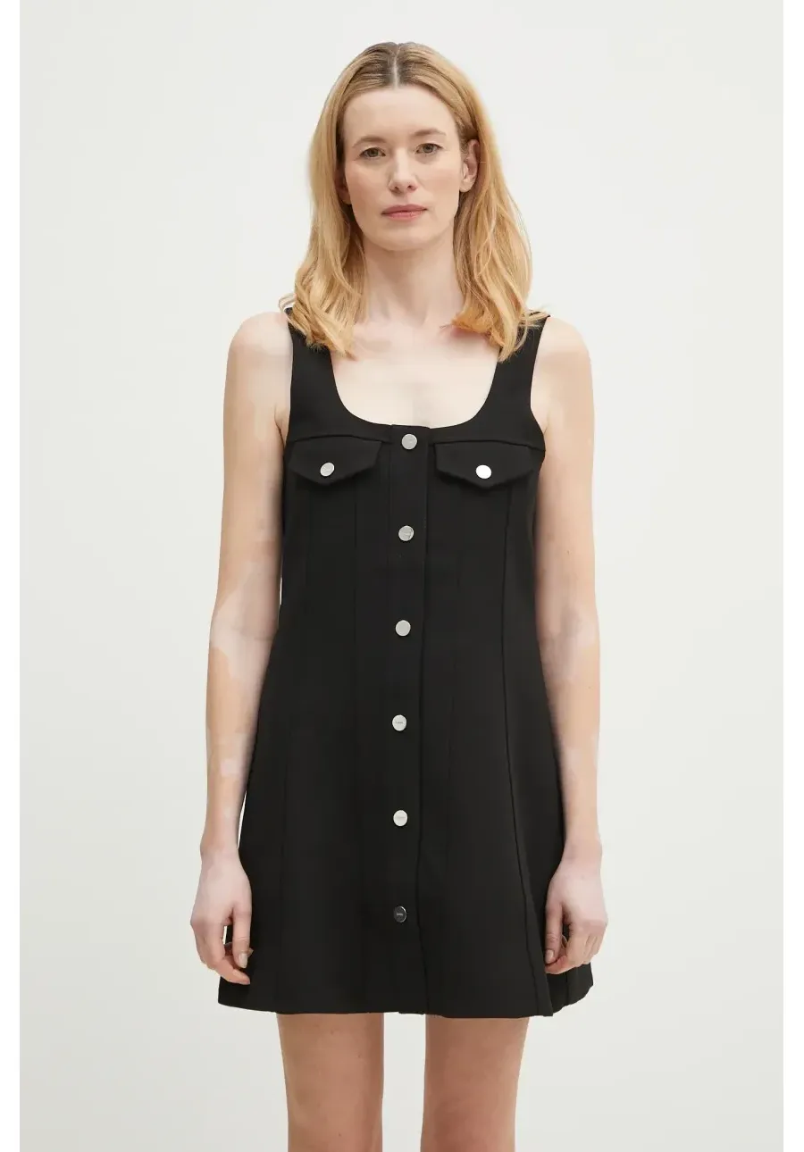 obrazek 1 GANNI sukienka Bonded Crepe Mini kolor czarny mini rozkloszowana W0187