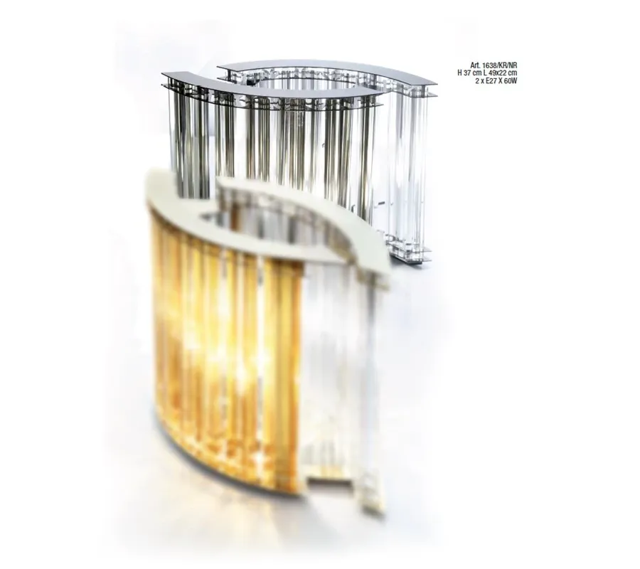 obrazek 1 Luksusowa lampa stołowa z przezroczystymi i przydymionymi trójścianami ze szkła Murano - Il Paralume Marina