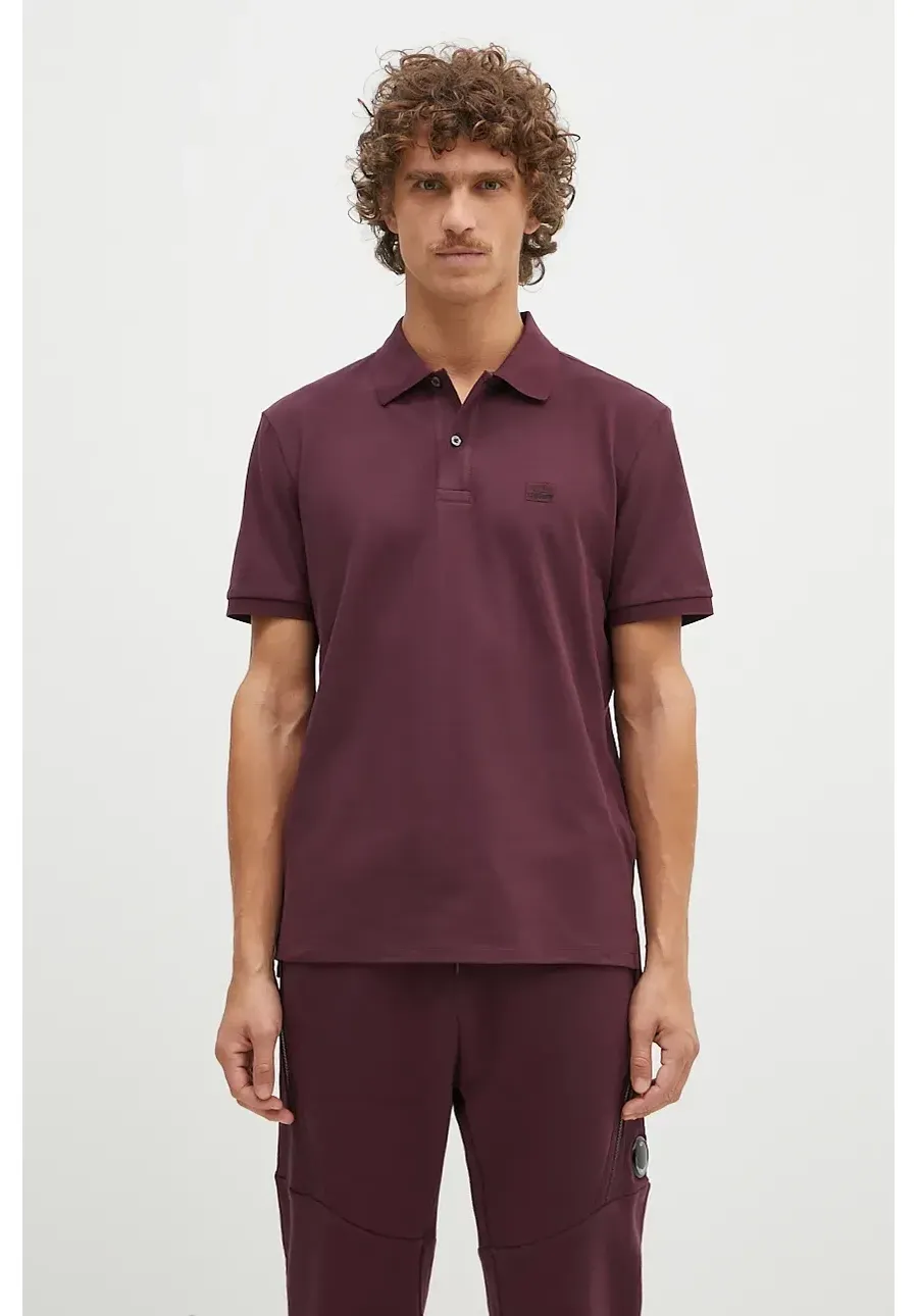 obrazek 1 C.P. Company polo Stretch Piquet Logo Polo męski kolor fioletowy gładki 17CMPL065A005263W