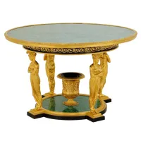 Picture A pioneering table in malachite and gold-plated brass for the living room or dining room