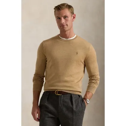 Zdjęcie Polo Ralph Lauren sweter wełniany męski kolor brązowy lekki 710946143