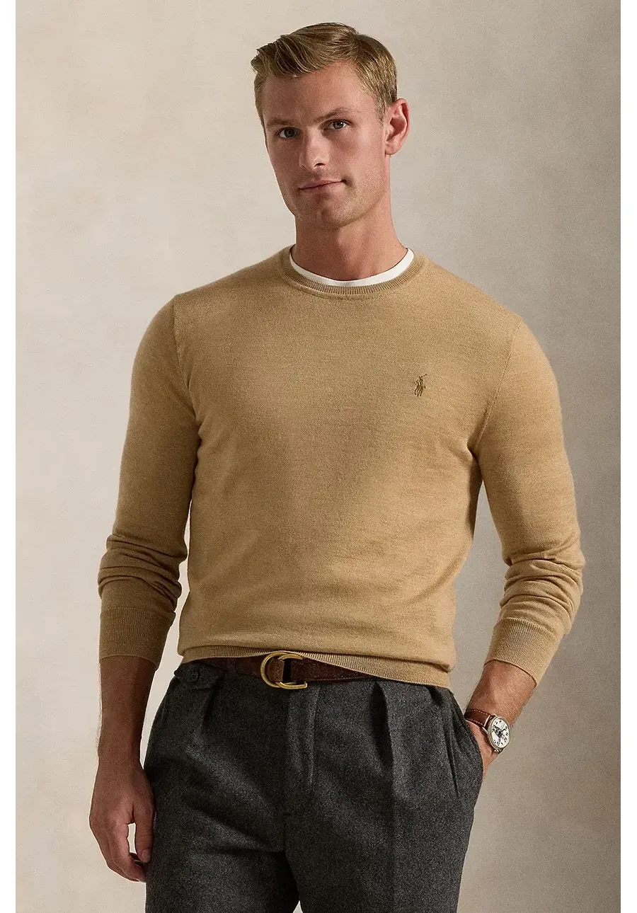 obrazek 1 Polo Ralph Lauren sweter wełniany męski kolor brązowy lekki 710946143