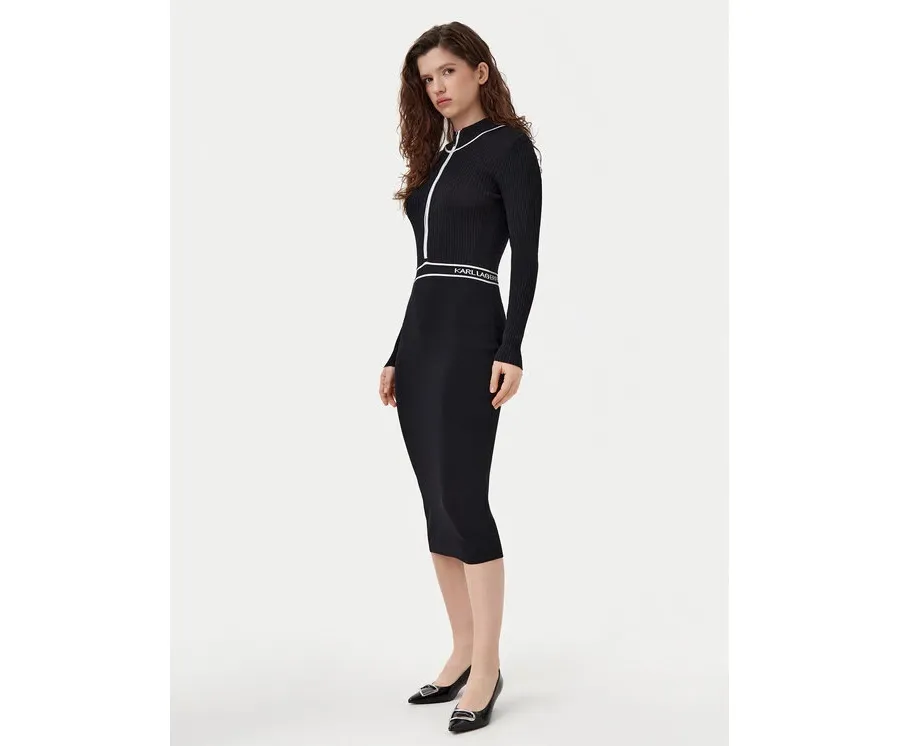 obrazek 1 KARL LAGERFELD Sukienka dzianinowa A1W13027 Czarny Slim Fit