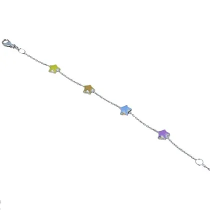 Zdjęcie Bransoletka z emaliowanymi gwiazdkami z łańcuszkiem rolo'