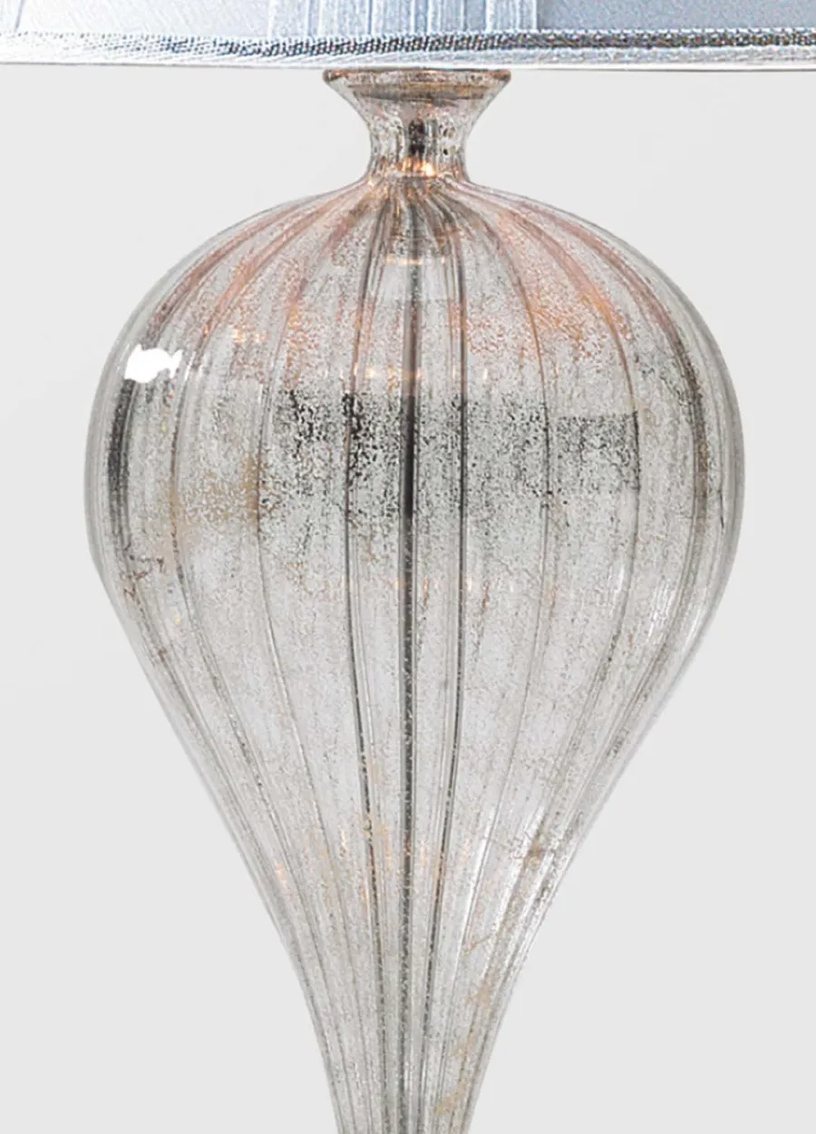 obrazek 3 Szykowna lampa stołowa ze szkła Murano w kolorze platynowym duża