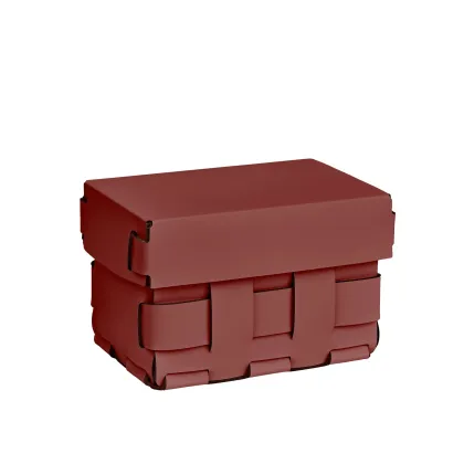 Zdjęcie Bordowy mały pleciony koszyk Bottega 12x19xH13 cm