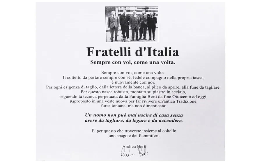 obrazek 4 Unikalny zakrzywiony scyzoryk z kolekcji Fratelli d'Italia Włoskiej firmy Berti Knives