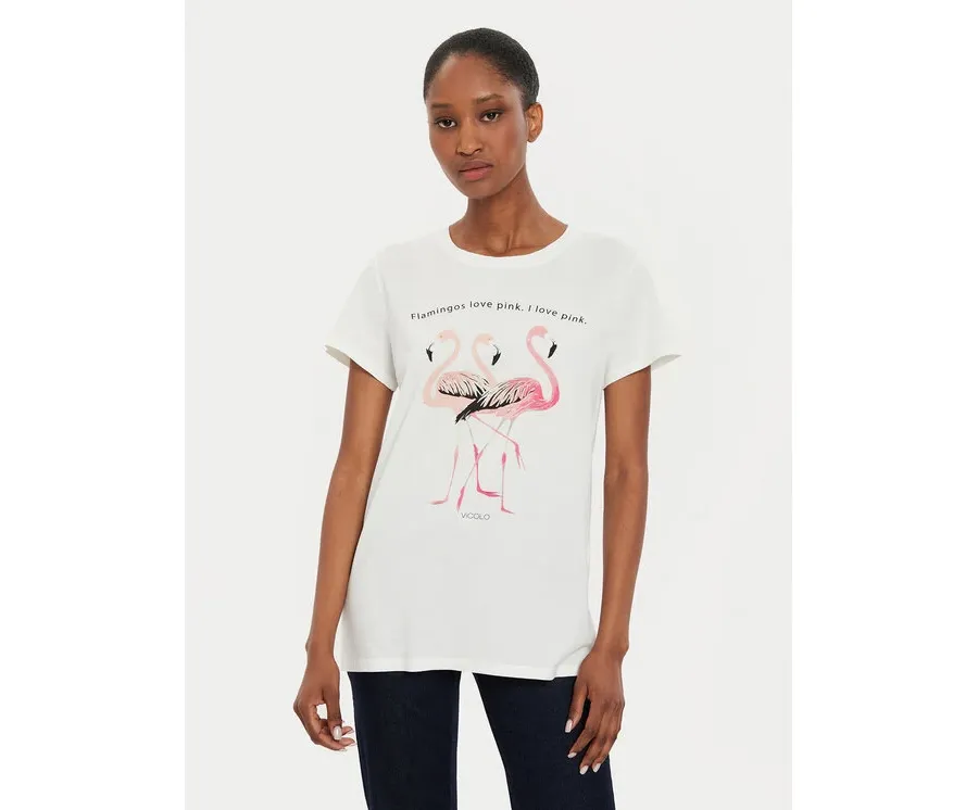 obrazek 1 ViCOLO T-Shirt RB0910 Écru Regular Fit