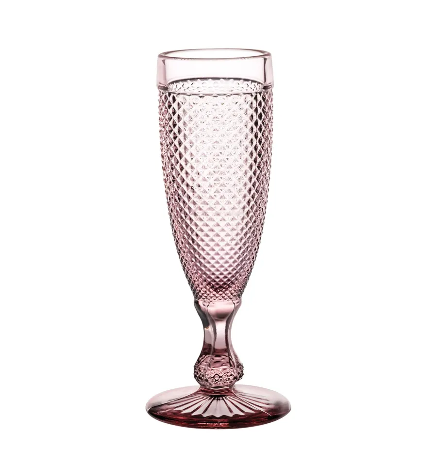 obrazek 1 Piękny zestaw czterech różowych kieliszków do alkoholu ze współczesnym wyjątkowym kształtem - Vista Alegre
