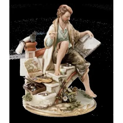 Zdjęcie Elegancka figurka porcelanowa - malarz do gabinetu