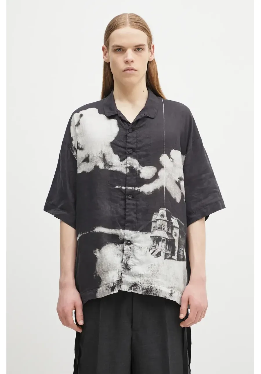 obrazek 1 Undercover koszula lniana Shirt/blouse kolor czarny relaxed z kołnierzykiem klasycznym UC1E4401.1