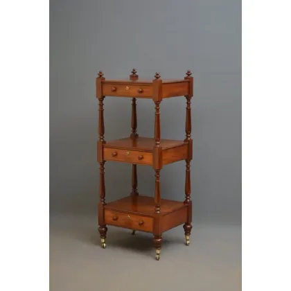 Zdjęcie Dobrej jakości mahoniowe półki / regalik na kółkach William IV - antyk