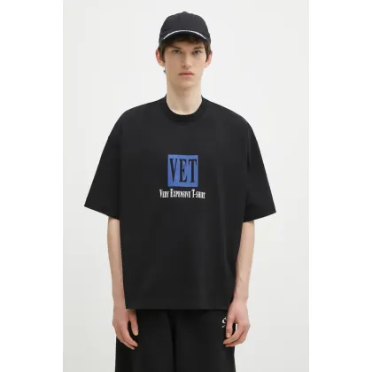 Zdjęcie VETEMENTS t-shirt bawełniany Vet Cropped Cropped Boxy męski kolor czarny z nadrukiem UA66TR685B