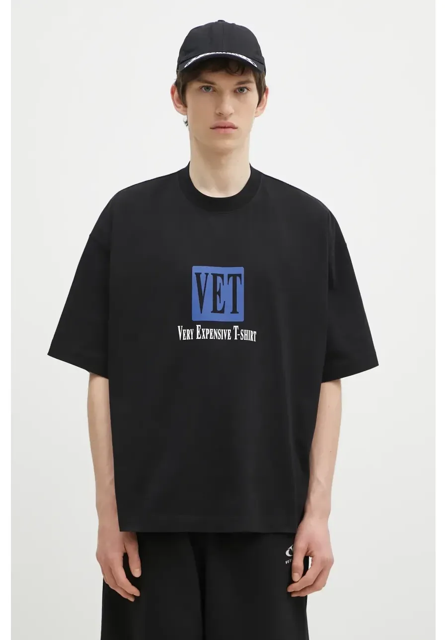 obrazek 1 VETEMENTS t-shirt bawełniany Vet Cropped Cropped Boxy męski kolor czarny z nadrukiem UA66TR685B