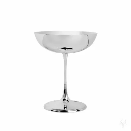Picture Elegant silver-plated champagne glass with a modern form - Zaramella Argenti