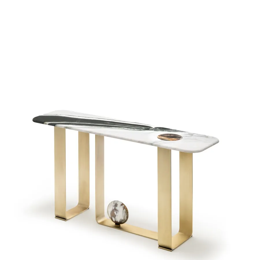 picture 2 Exclusive rectangular console table with a satin marble top - Arcahorn