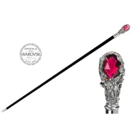 Zdjęcie Luksusowa czarna laska z rękojeścią wysadzaną kryształkami Swarovskiego - Pasotti